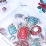 Unique blue and red silver pendants