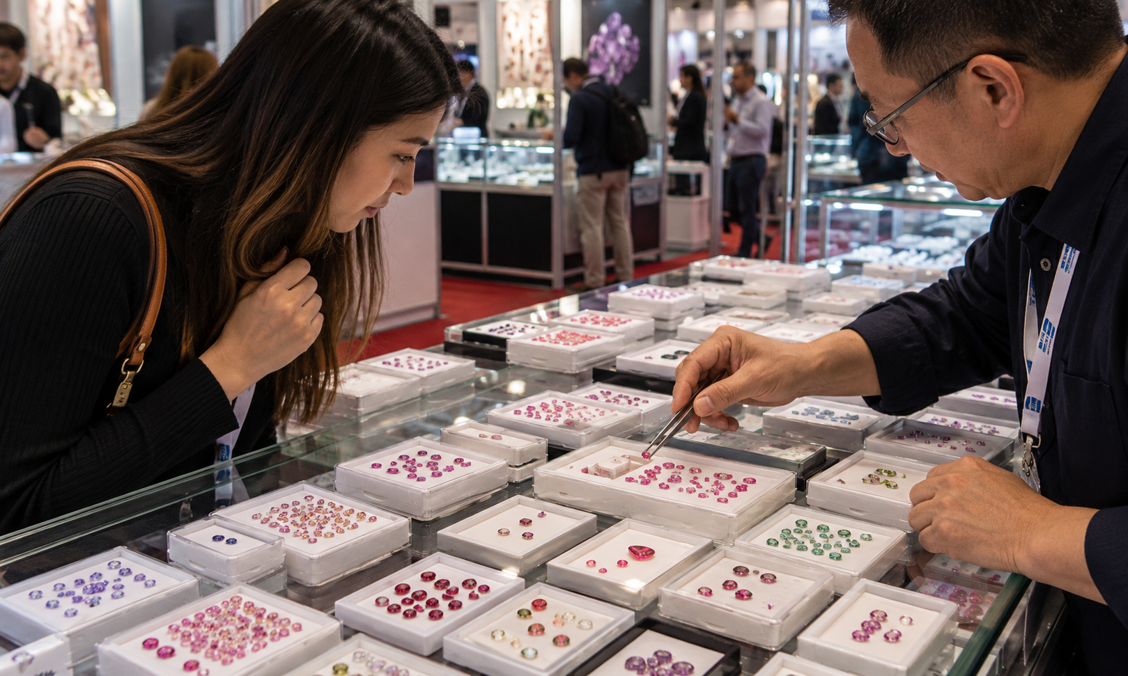 Fine gemstones displayed at the Las Vegas Gem, Mineral and Jewelry Show